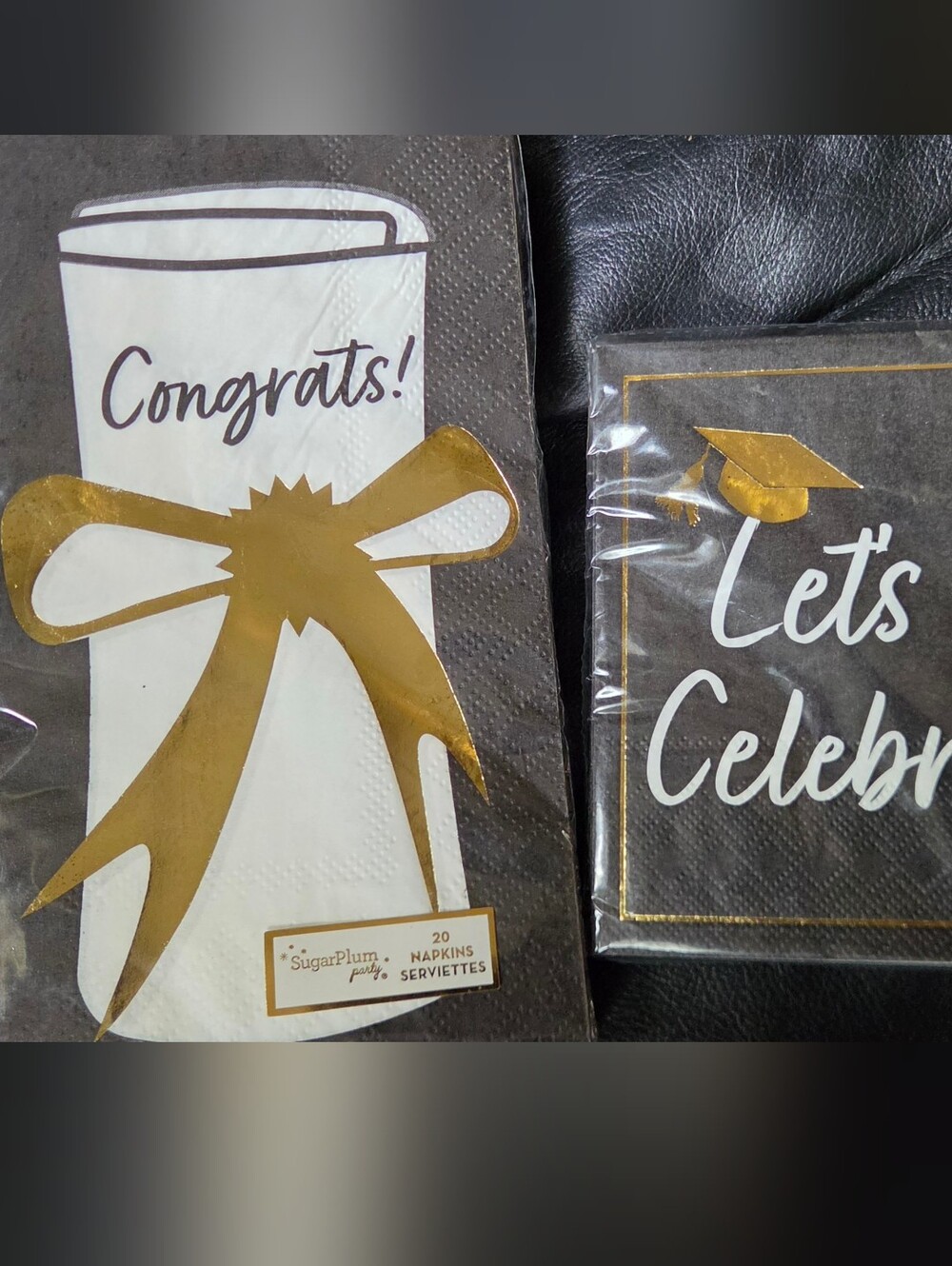 American Greetings Black&Gold 'Congrats Grad' Centerpiece 8.5" & 2napkin Sets - Picture 7 of 11
